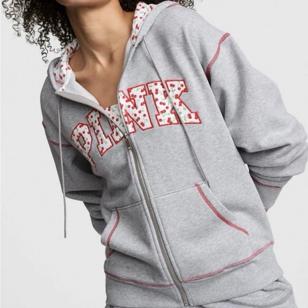 NEW FRANKIES & VICTORIAS SECRET PINK FULL ZIP HOODIE BERRY 🔥RARE